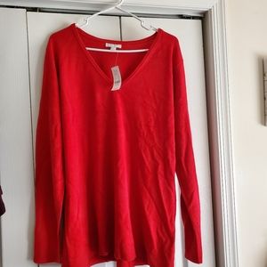 New York & Company Red V-neck Sweater, XXL